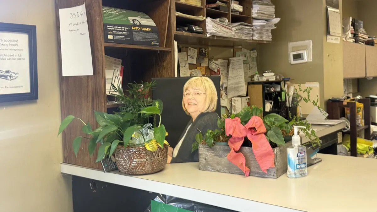 Sharon's memorial at the shop office she ran